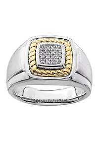 Men's 1/10 ct. t.w. Diamond Ring Sterling Silver with 10K Yellow Gold True Two Tone