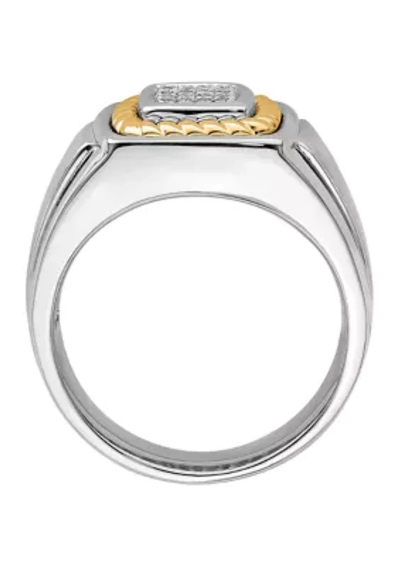 Men's 1/10 ct. t.w. Diamond Ring Sterling Silver with 10K Yellow Gold True Two Tone