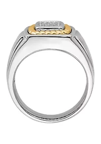 Men's 1/10 ct. t.w. Diamond Ring Sterling Silver with 10K Yellow Gold True Two Tone