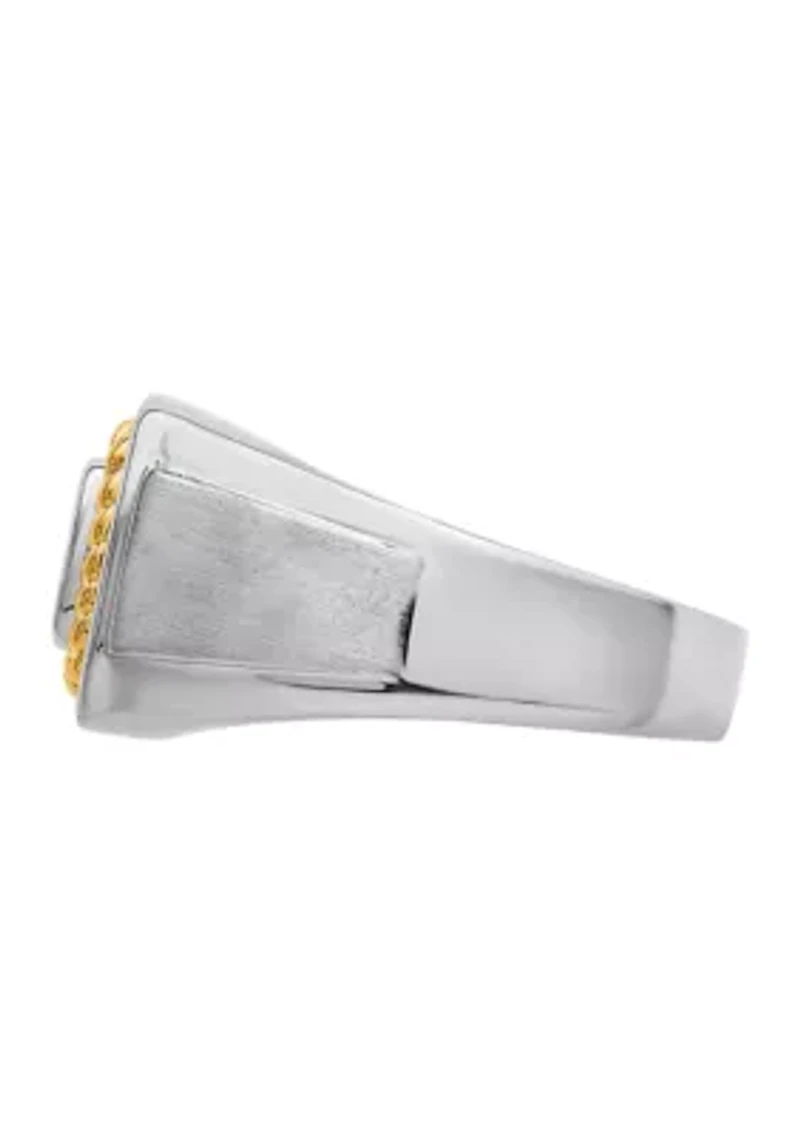 Men's 1/10 ct. t.w. Diamond Ring Sterling Silver with 10K Yellow Gold True Two Tone