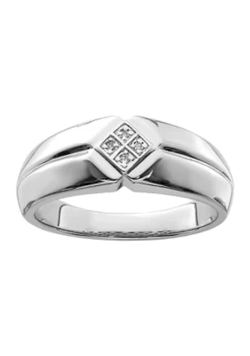 Men's 1/10 ct. t.w. Diamond Ring Rhodium Plated Sterling Silver