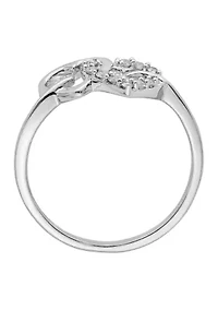 1/8 ct. t.w. Diamond Double Heart Ring Rhodium Plated Sterling Silver