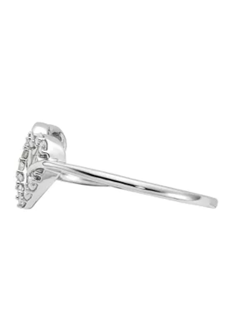1/8 ct. t.w. Diamond Double Heart Ring Rhodium Plated Sterling Silver