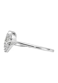 1/8 ct. t.w. Diamond Double Heart Ring Rhodium Plated Sterling Silver