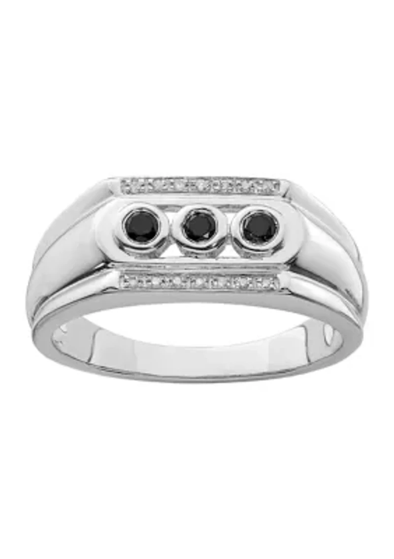 Men's 1/4 ct. t.w. White and Black Diamond Ring Rhodium Plated Sterling Silver