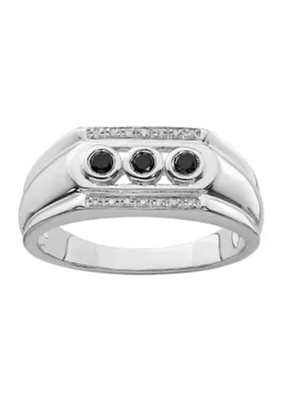 Men's 1/4 ct. t.w. White and Black Diamond Ring Rhodium Plated Sterling Silver