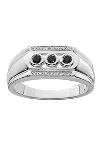 Men's 1/4 ct. t.w. White and Black Diamond Ring Rhodium Plated Sterling Silver