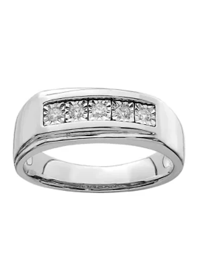 Men's 1/10 ct. t.w. Diamond Polished Ring Rhodium Plated Sterling Silver