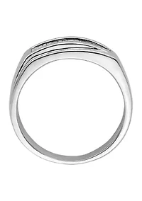 Men's 1/10 ct. t.w. Diamond Polished Ring Rhodium Plated Sterling Silver