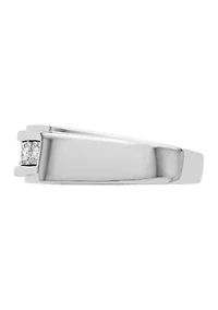 Men's 1/10 ct. t.w. Diamond Polished Ring Rhodium Plated Sterling Silver
