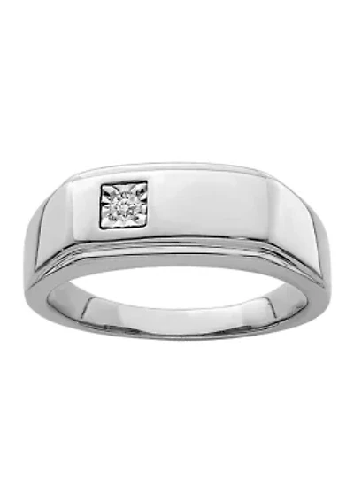 Mne's 1/10 ct. t.w. Diamond Polished Ring Rhodium Plated Sterling Silver
