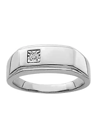 Mne's 1/10 ct. t.w. Diamond Polished Ring Rhodium Plated Sterling Silver