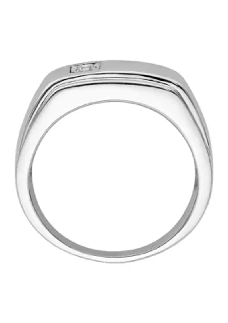 Mne's 1/10 ct. t.w. Diamond Polished Ring Rhodium Plated Sterling Silver