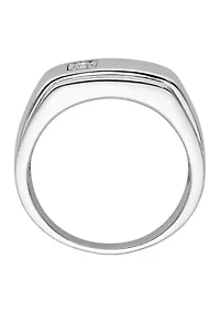 Mne's 1/10 ct. t.w. Diamond Polished Ring Rhodium Plated Sterling Silver