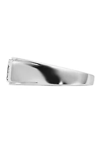 Mne's 1/10 ct. t.w. Diamond Polished Ring Rhodium Plated Sterling Silver