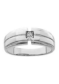 Men's 1/10 ct. t.w. Diamond Polished Ring Rhodium Plated Sterling Silver