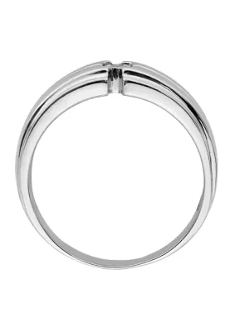 Men's 1/10 ct. t.w. Diamond Polished Ring Rhodium Plated Sterling Silver