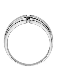 Men's 1/10 ct. t.w. Diamond Polished Ring Rhodium Plated Sterling Silver