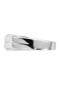 Men's 1/10 ct. t.w. Diamond Polished Ring Rhodium Plated Sterling Silver