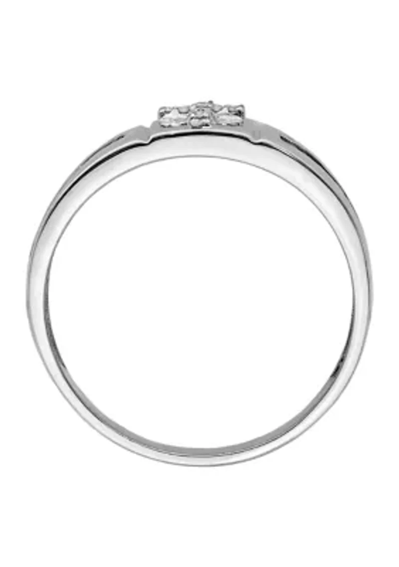 Men's 1/4 ct. t.w. White and Black Diamond Cross Ring Rhodium Plated Sterling Silver
