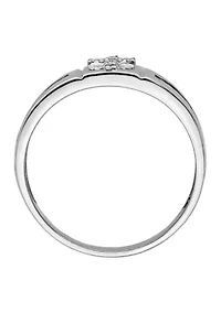 Men's 1/4 ct. t.w. White and Black Diamond Cross Ring Rhodium Plated Sterling Silver