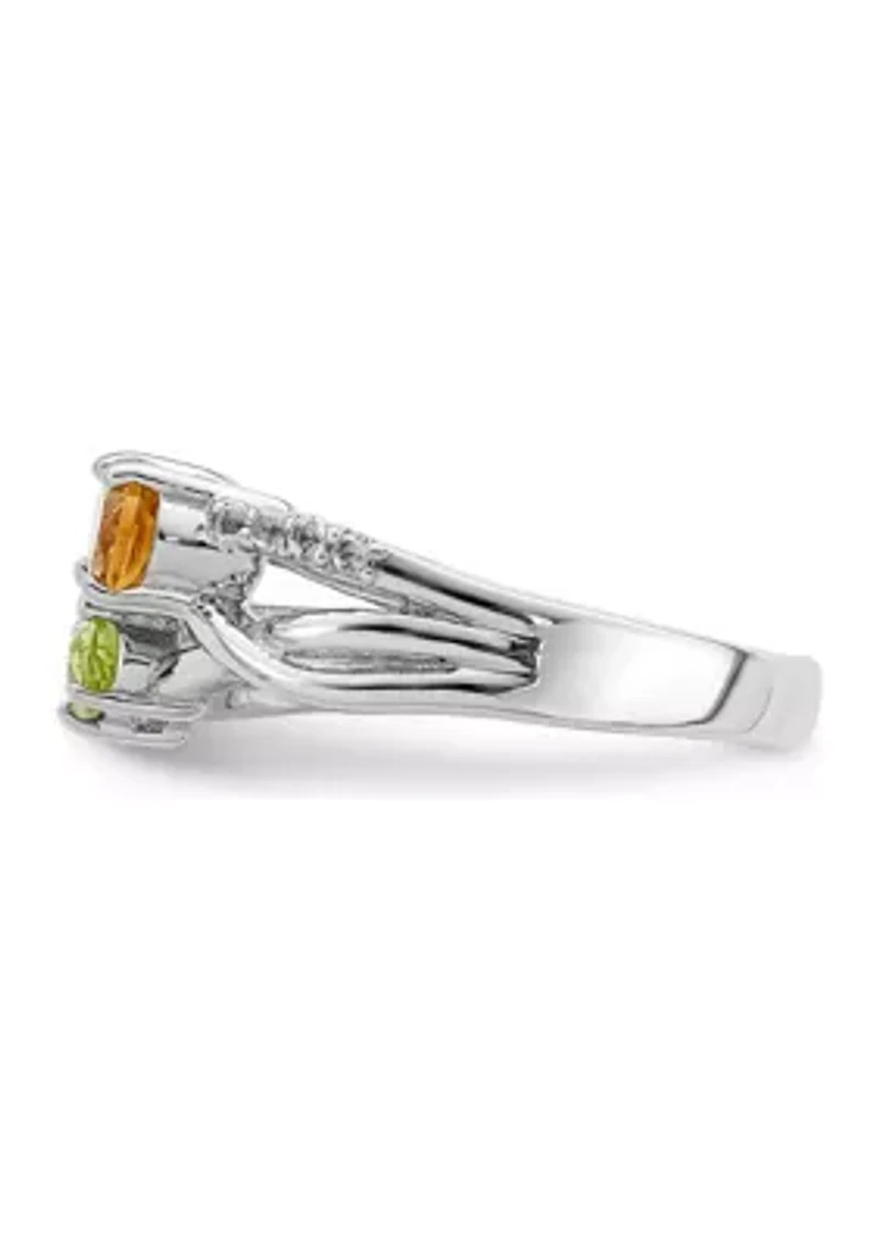7/8 ct. t.w. Citrine, Peridot, Light Swiss Blue Topaz and White Ring Rhodium-Plated Sterling Silver