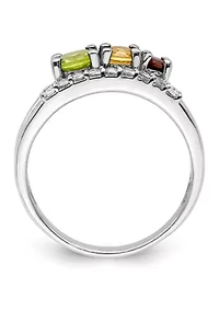1 ct. t.w. Peridot, Citrine, Garnet and White Topaz Bypass Ring Rhodium-Plated Sterling Silver