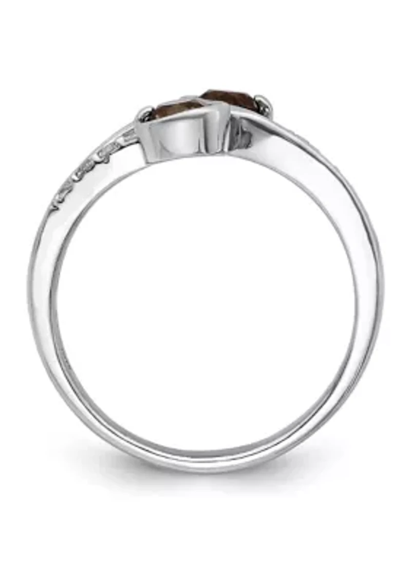 5/8 ct. t.w. Smoky Quartz and White Topaz Swirl Ring Rhodium-Plated Sterling Silver