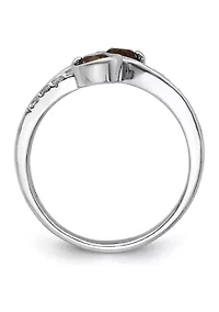 5/8 ct. t.w. Smoky Quartz and White Topaz Swirl Ring Rhodium-Plated Sterling Silver