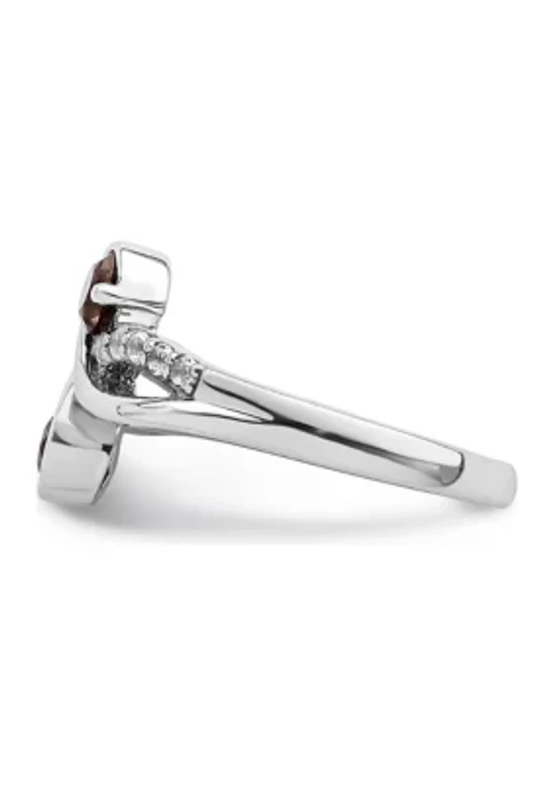 5/8 ct. t.w. Smoky Quartz and White Topaz Swirl Ring Rhodium-Plated Sterling Silver