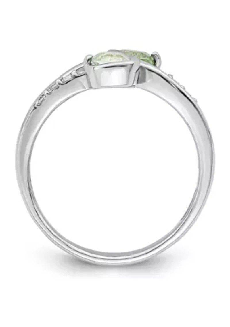 3/4 ct. t.w. Green Quartz and White Topaz Swirl Ring Rhodium-Plated Sterling Silver
