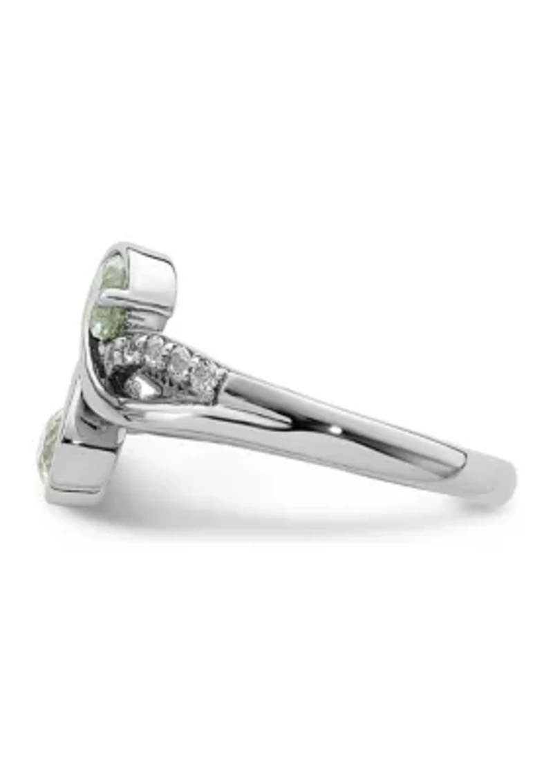 3/4 ct. t.w. Green Quartz and White Topaz Swirl Ring Rhodium-Plated Sterling Silver