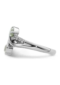 3/4 ct. t.w. Green Quartz and White Topaz Swirl Ring Rhodium-Plated Sterling Silver