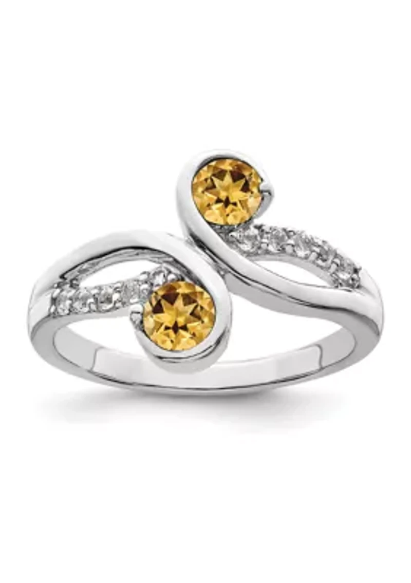 5/8 ct. t.w. Citrine and White Topaz Swirl Ring Rhodium-Plated Sterling Silver