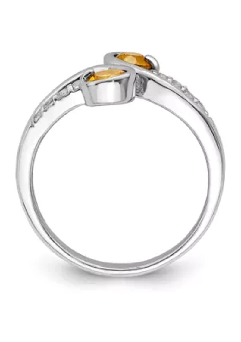 5/8 ct. t.w. Citrine and White Topaz Swirl Ring Rhodium-Plated Sterling Silver