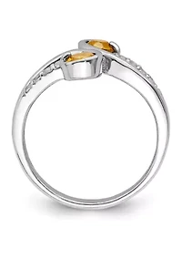 5/8 ct. t.w. Citrine and White Topaz Swirl Ring Rhodium-Plated Sterling Silver