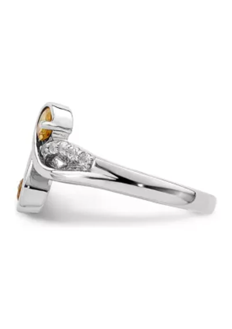 5/8 ct. t.w. Citrine and White Topaz Swirl Ring Rhodium-Plated Sterling Silver