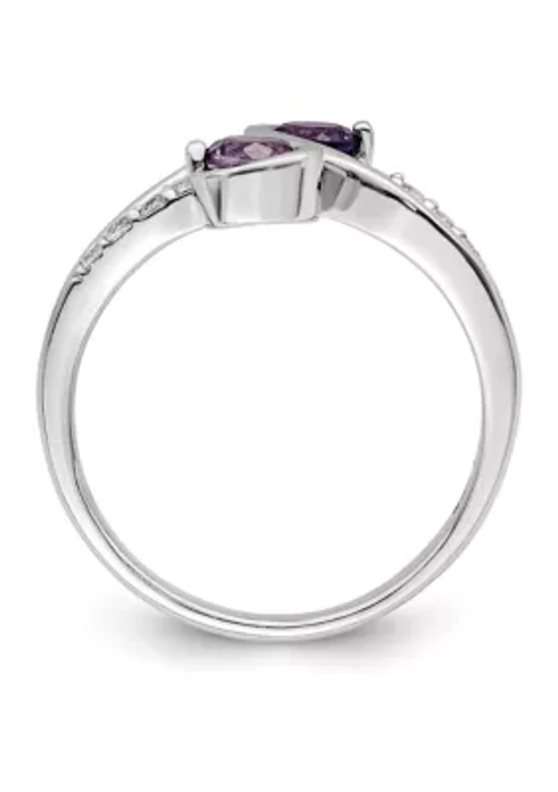 5/8 ct. t.w. Amethyst and White Topaz Swirl Ring Rhodium-Plated Sterling Silver