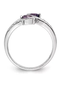 5/8 ct. t.w. Amethyst and White Topaz Swirl Ring Rhodium-Plated Sterling Silver