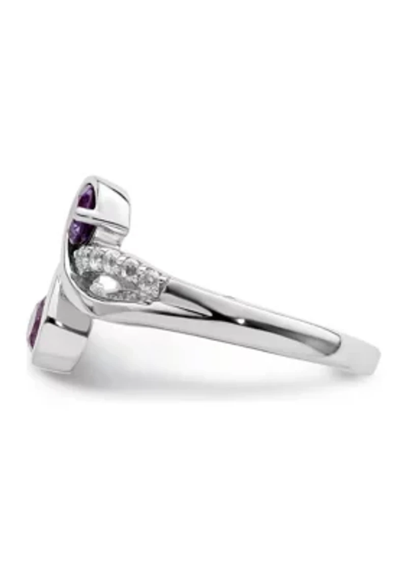 5/8 ct. t.w. Amethyst and White Topaz Swirl Ring Rhodium-Plated Sterling Silver