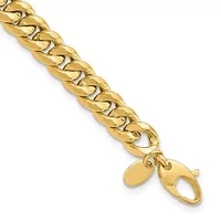 14K Yellow Gold 7mm Polished Flat Beveled Curb Men's Bracelet