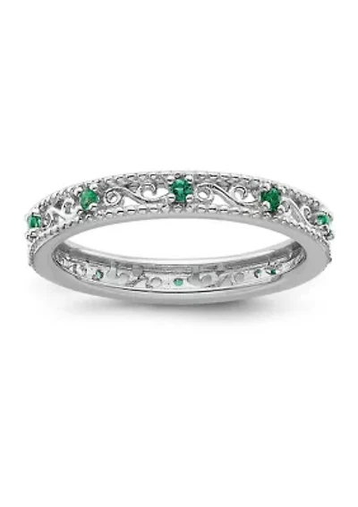 Lab Created 1/8 ct. t.w. Emerald Stackable Expressions Ring Sterling Silver