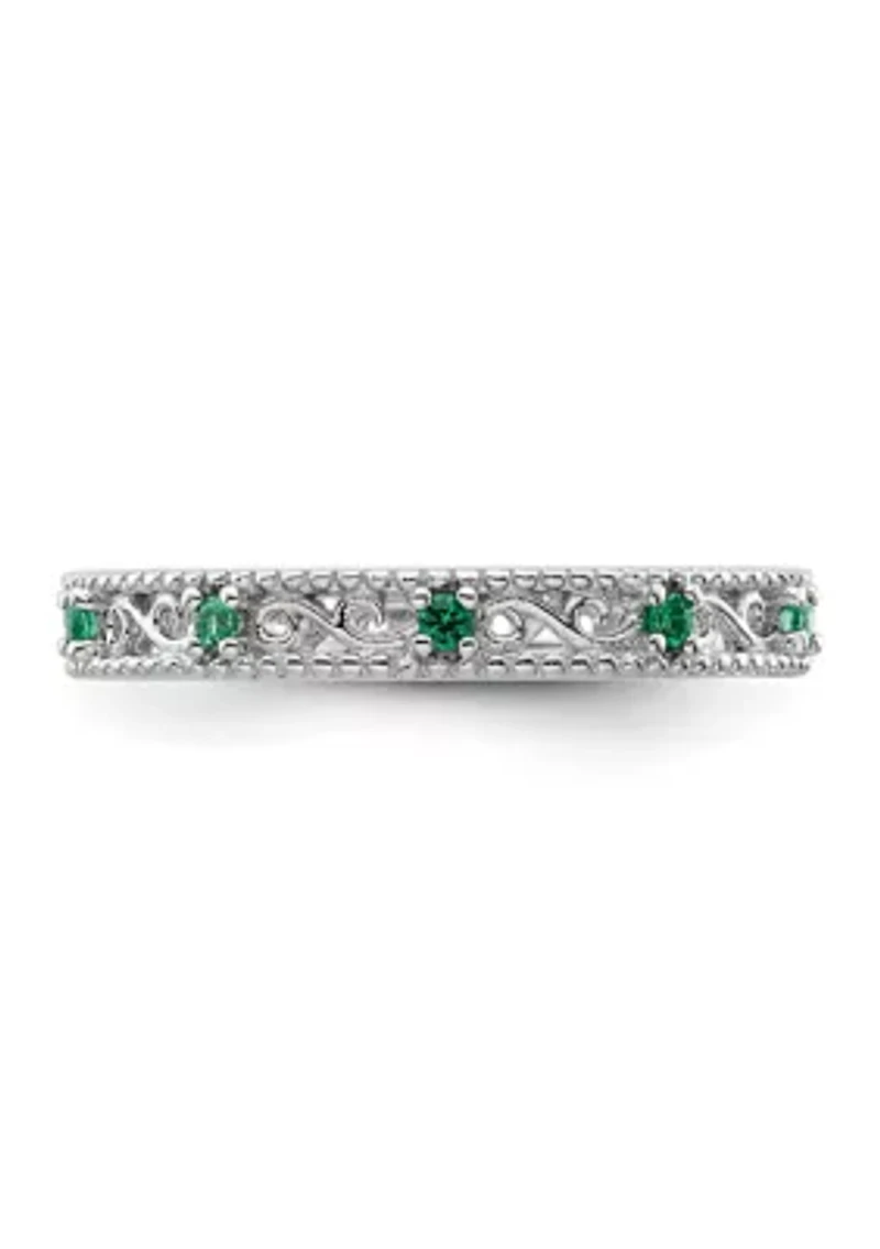 Lab Created 1/8 ct. t.w. Emerald Stackable Expressions Ring Sterling Silver