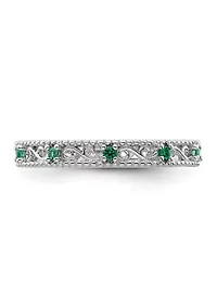 Lab Created 1/8 ct. t.w. Emerald Stackable Expressions Ring Sterling Silver