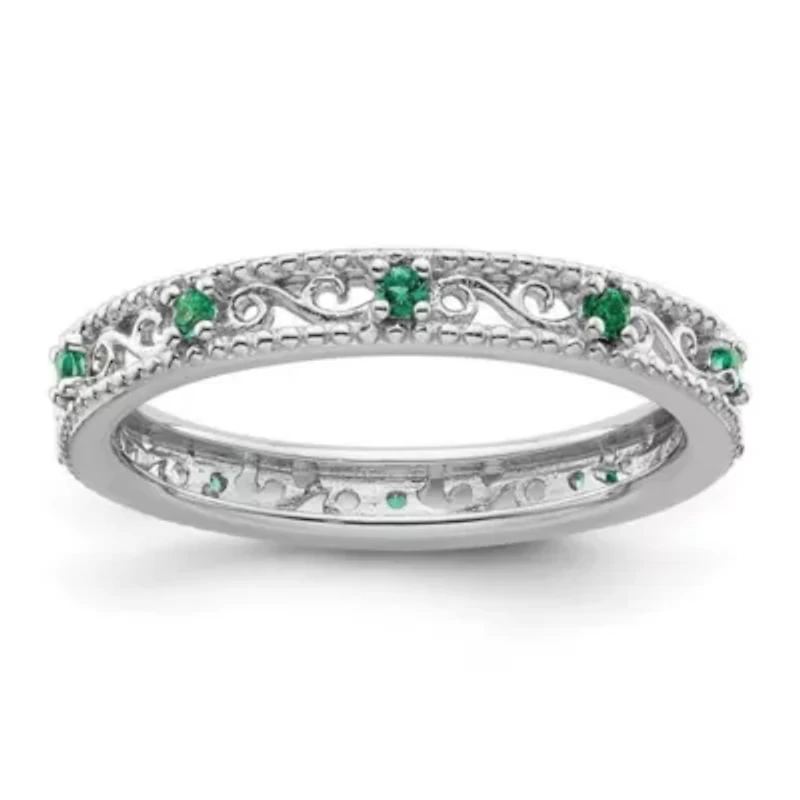 Lab Created 1/8 ct. t.w. Emerald Stackable Expressions Ring Sterling Silver