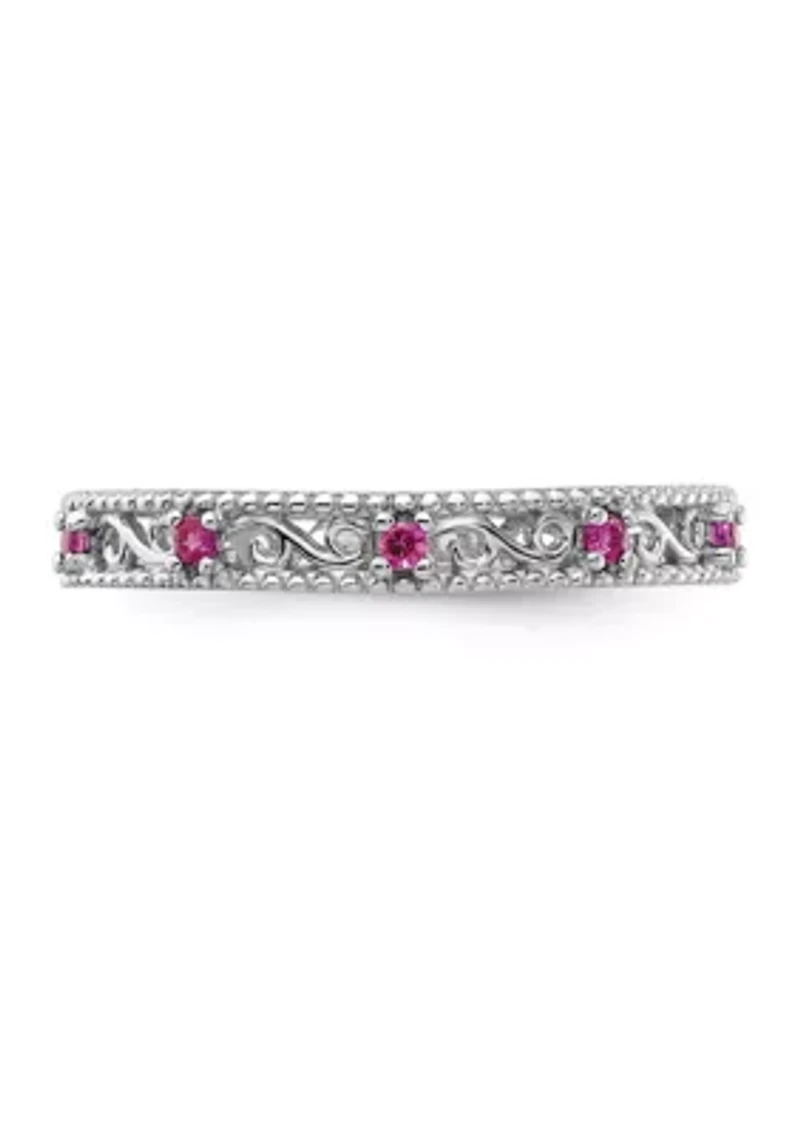 Lab Created 1/5 ct. t.w. Created Ruby Stackable Expressions Ring in Sterling Silver