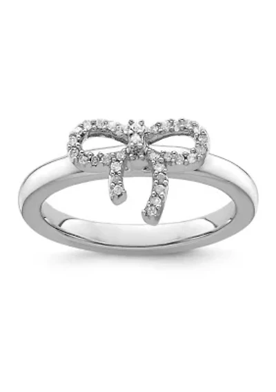 1/10 ct. t.w. Diamond Stackable Expressions Bow Ring Sterling Silver