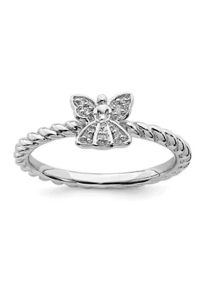 0.035 ct. t.w. Diamond Stackable Expressions Polished Angel Ring Sterling Silver