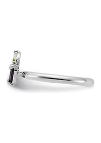 1.1 ct. t.w. Garnet and Peridot Stackable Expressions Rhodium-plated Apple Ring Sterling Silver