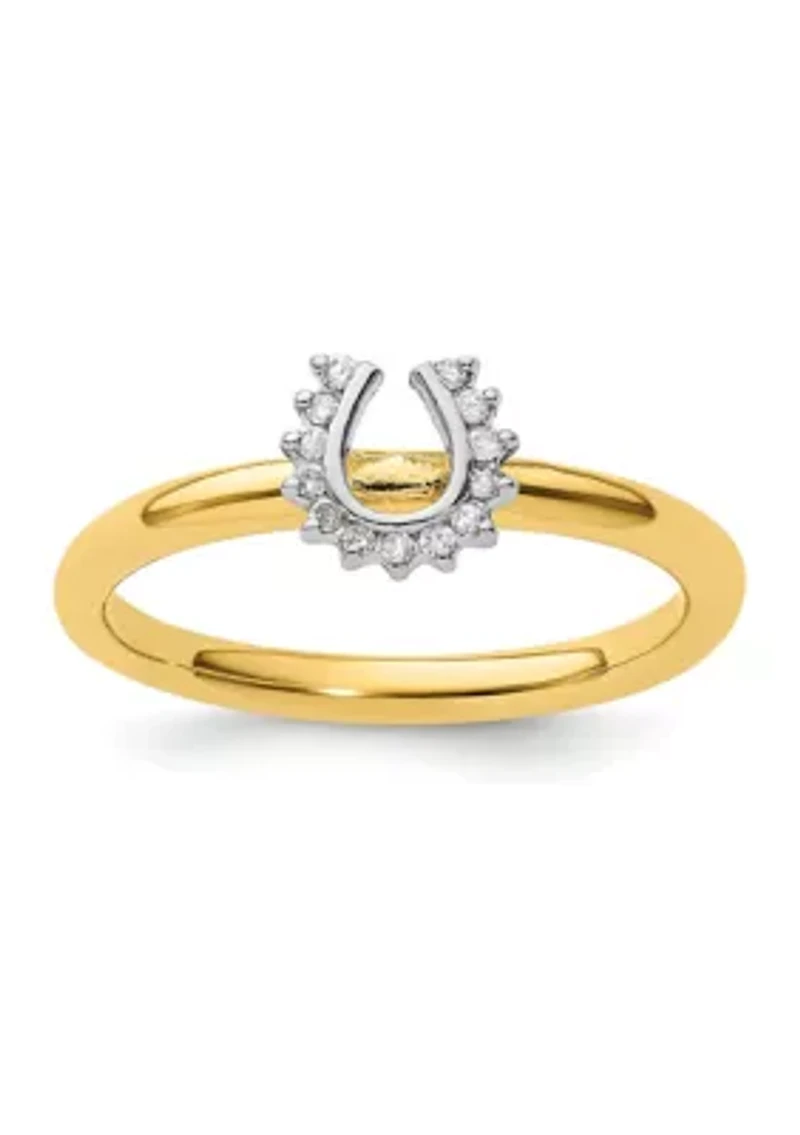 1/10 ct. t.w. Diamond Stackable Expressions Yellow-plated Horseshoe Ring Sterling Silver